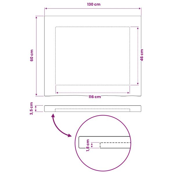 Правоъгълен плот за маса 90 x 50 x 3,5 см Правоъгълна