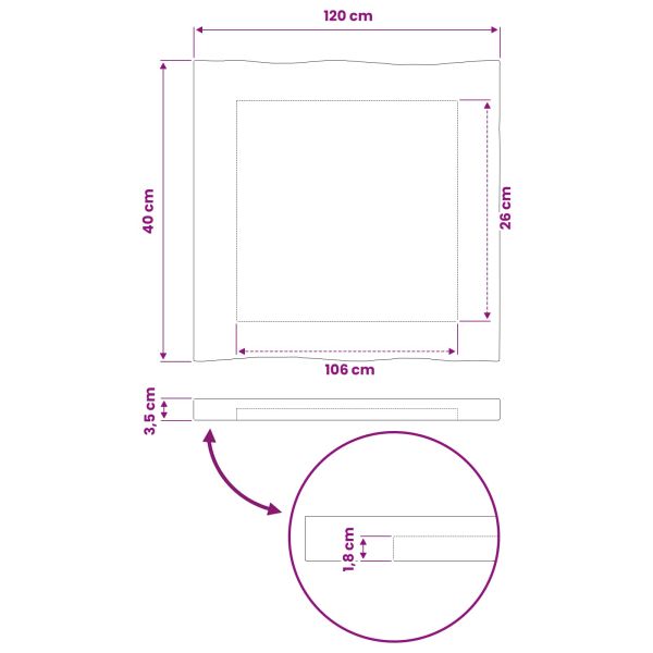Правоъгълен плот за маса 90 x 50 x 3,5 см Правоъгълна