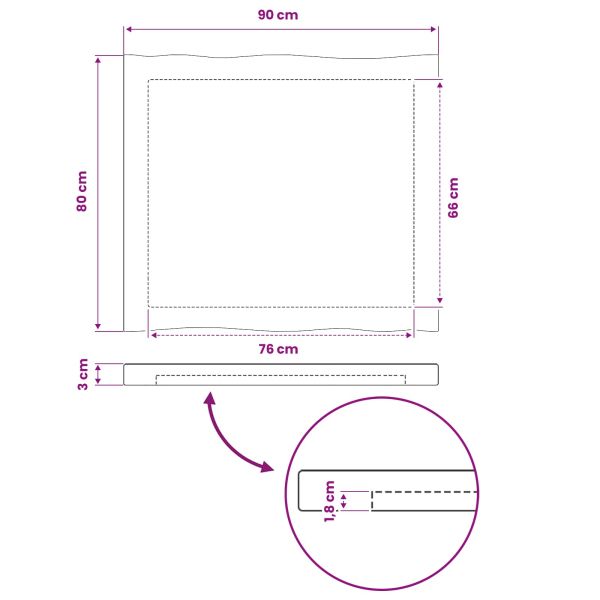 Правоъгълен плот за маса 90 x 50 x 3,5 см Правоъгълна