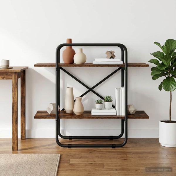 Рафт за книги 2 нива 60 x 35 x 70 cm PB Опушен дъб