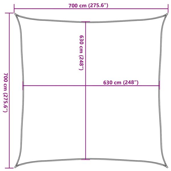 Sunshade Sail 160 g/m² Square Yellow 7x7 m HDPE - Untranslated