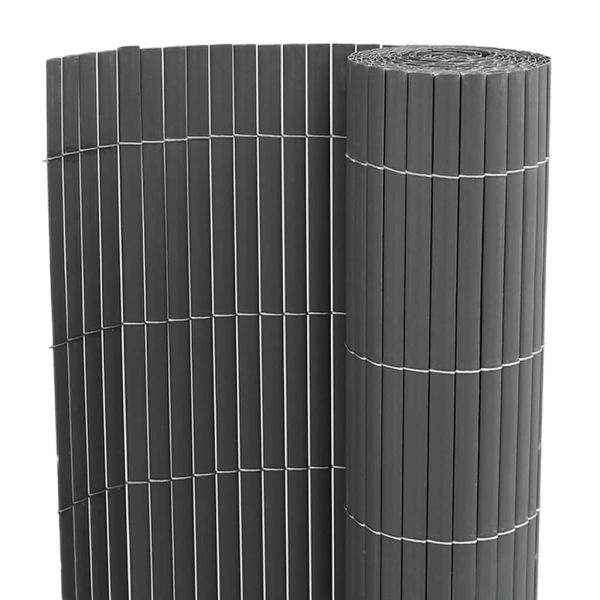 Градинска ограда, двустранна, сива, 1,8x3 м, PVC