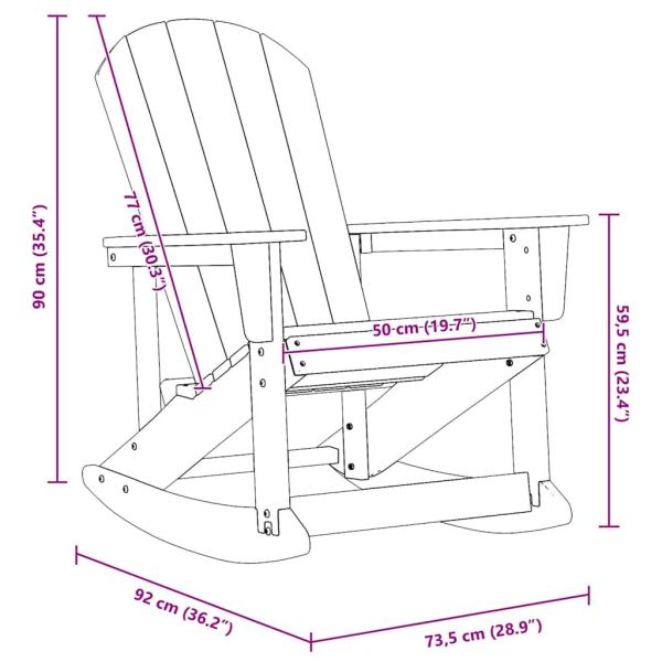 Люлеещ се стол Adirondack Светлосиво HDPE