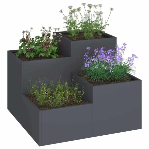 Градинска саксия Антрацит 80 x 80 x 60 см Стомана