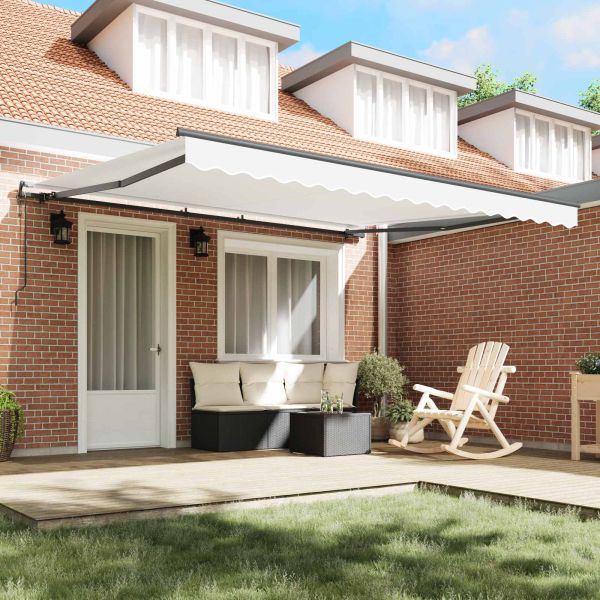 Прибираща се тента Бяло 400 × 300 cm Тъкан и алуминий