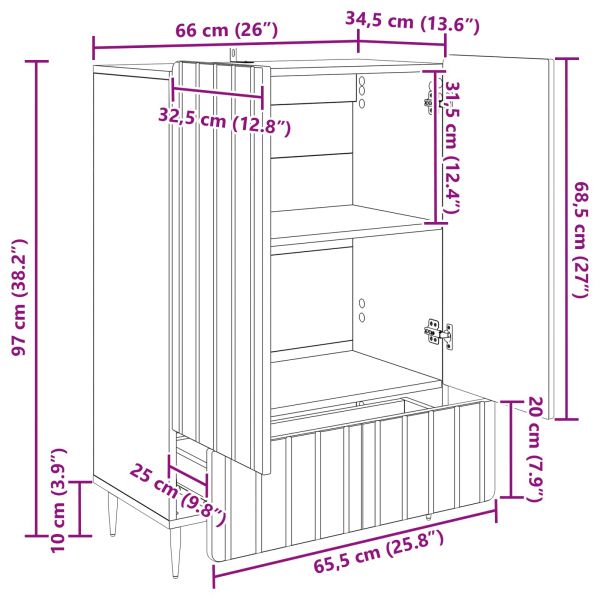 Служебен шкаф Бял гланц 66 x 34,5 x 97 см Инженерна дървесина