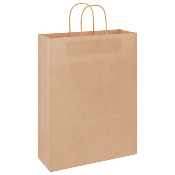 Хартиени торбички 250 бр с дръжки кафяви 32x12x42 см