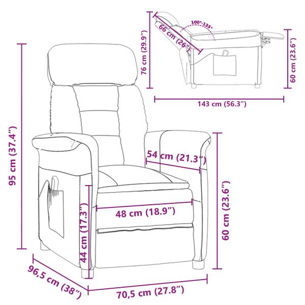 Масажен стол Светлосиво 96.5 x 70.5 x 95 см Микрофибър