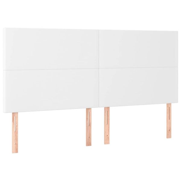 LED горна табла за легло, бяла, 160x5x118/128см изкуствена кожа