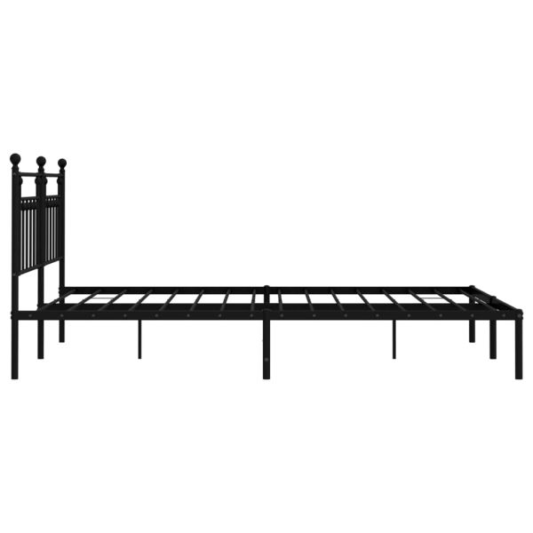 Метална рамка за легло с горна табла, черна, 160x200 см