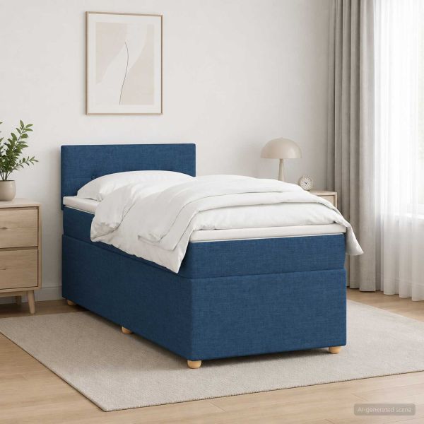 Континентално легло с матрак Синьо 90 x 190 cm Текстил