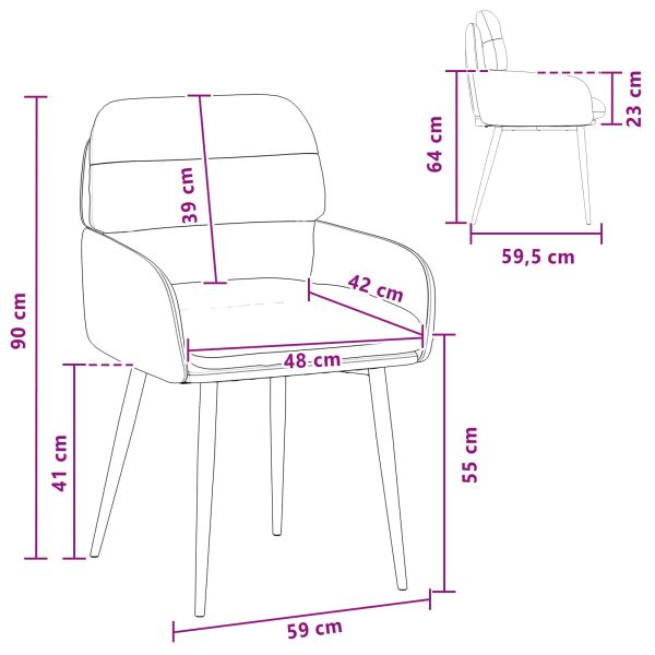 Обедени столове 2 бр. Кадифе Светлосиво 59 x 59,5 x 90 см