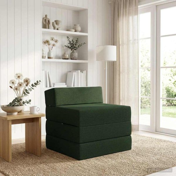 Сгъваем диван легло Тъмнозелено 70 x 60 x 63 cm Текстил