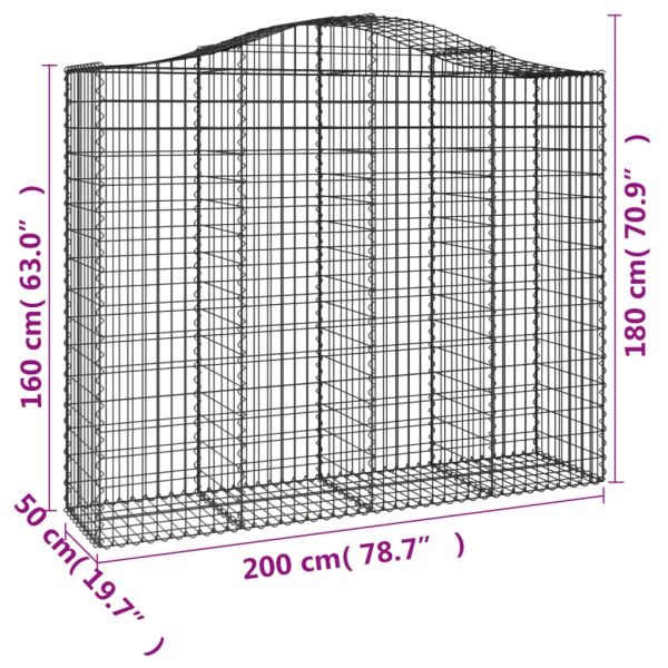 Габионни кошници арка 3 бр 200x50x160/180 см поцинковано желязо