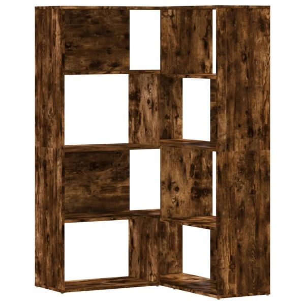 Ъглова етажерка 4 нива опушен дъб 85x85x140 см инженерно дърво