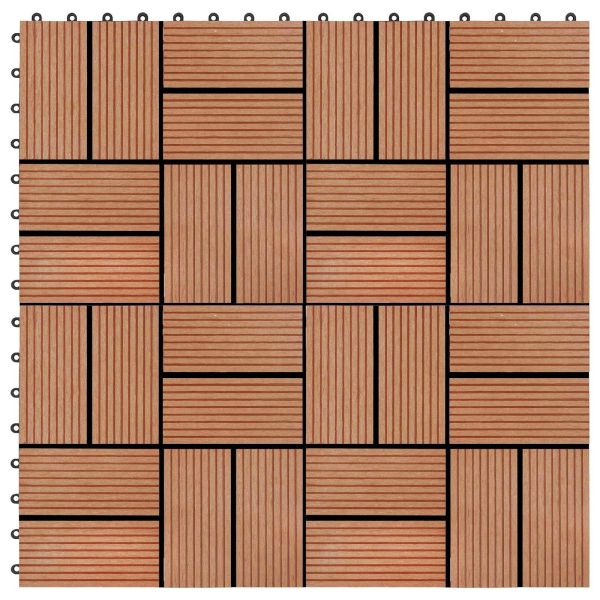 Плочка за decking 22 бр. Тик 30 x 30 cm WPC