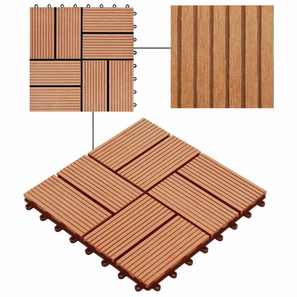 Плочка за decking 22 бр. Тик 30 x 30 cm WPC