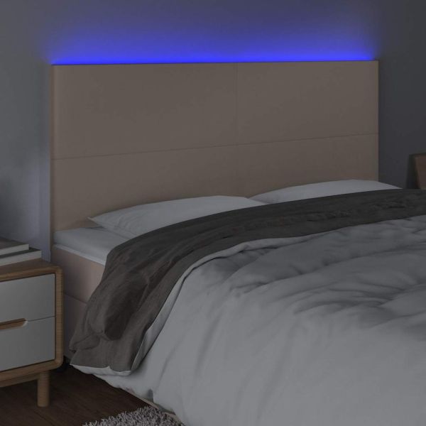 LED горна табла за легло, капучино, 160x5x118/128 см