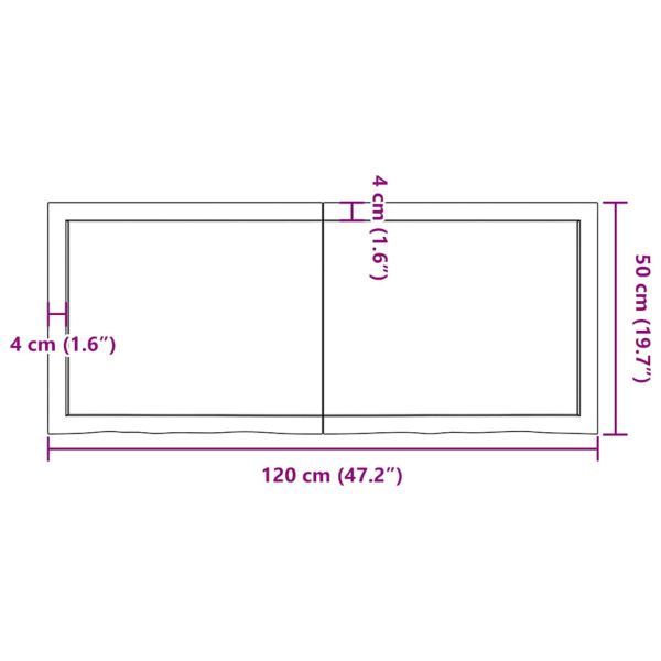 Плот за маса тъмнокафяв 120x50x(2-6) см обработен масивен дъб