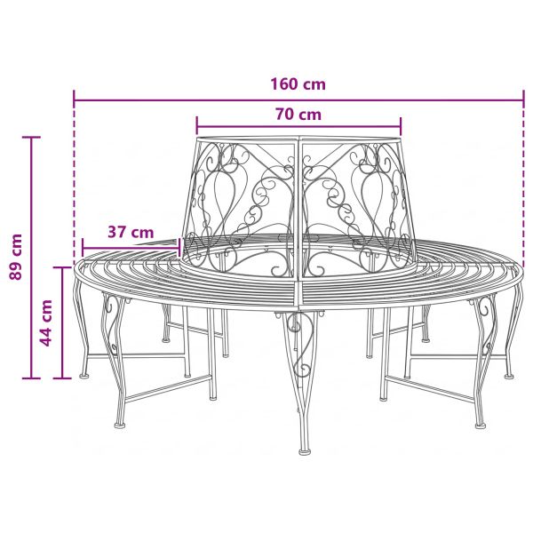 Дървесен бенч 8 -местен Ø 160 x 89 см steel Сребристо сиво