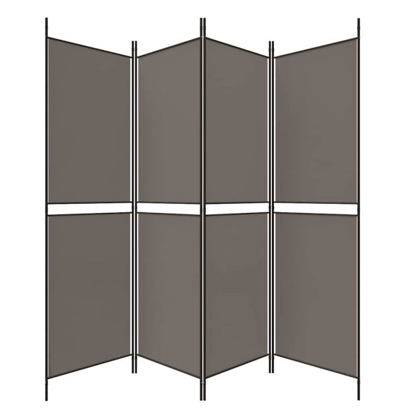Параван за стая, 4 панела, антрацит, 200x220 cм, текстил