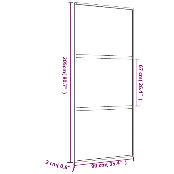 Плъзгаща се врата 90x205 см матирано ESG стъкло и алуминий