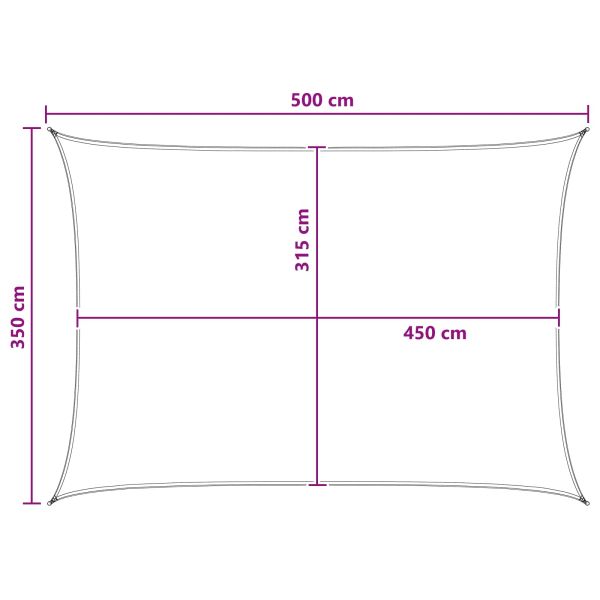 Слънцезащитен плат Правоъгълна 3,5 x 5 m HDPE Светлосив и бял