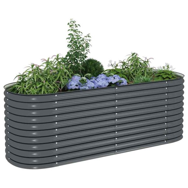 Градинска висока леха 240x80x81 см поцинкована стомана сива
