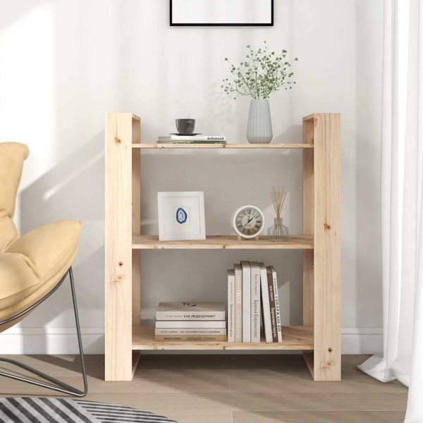 Шкаф за книги/Преграда за стая 80x35x91 см, масивна дървесина, бор