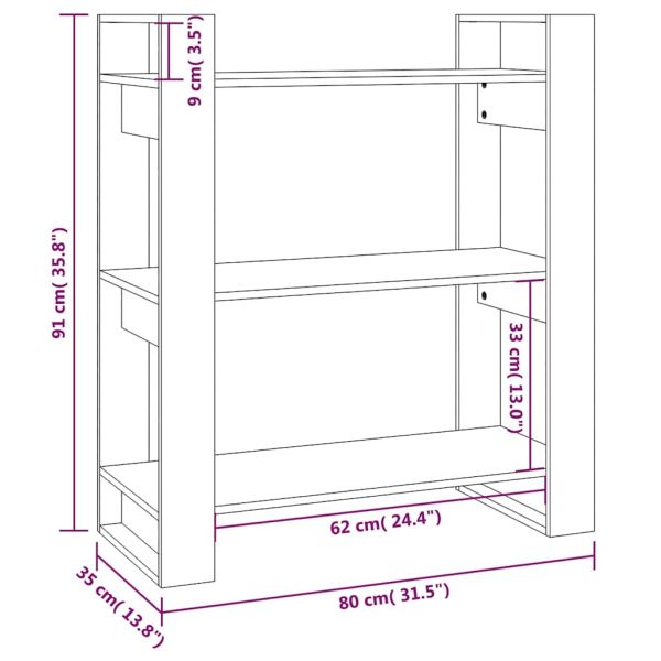 Шкаф за книги/Преграда за стая 80x35x91 см, масивна дървесина, бор
