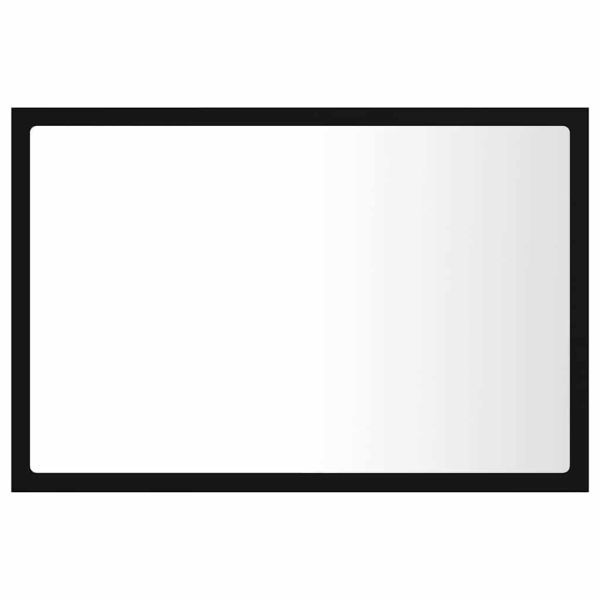 LED огледало за баня, черно, 60x8,5x37 см, акрил