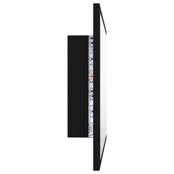 LED огледало за баня, черно, 60x8,5x37 см, акрил