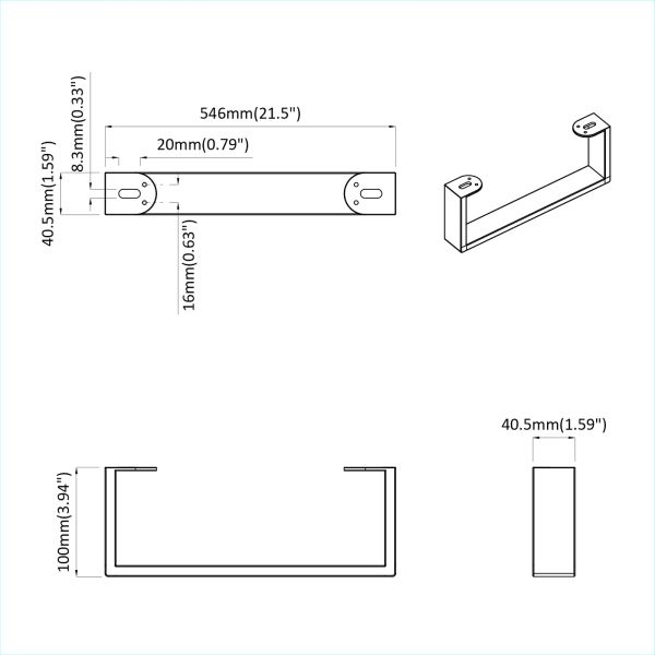 Крака за мебели 2 бр. Черно 546 x 40,5 x 100 мм Желязо