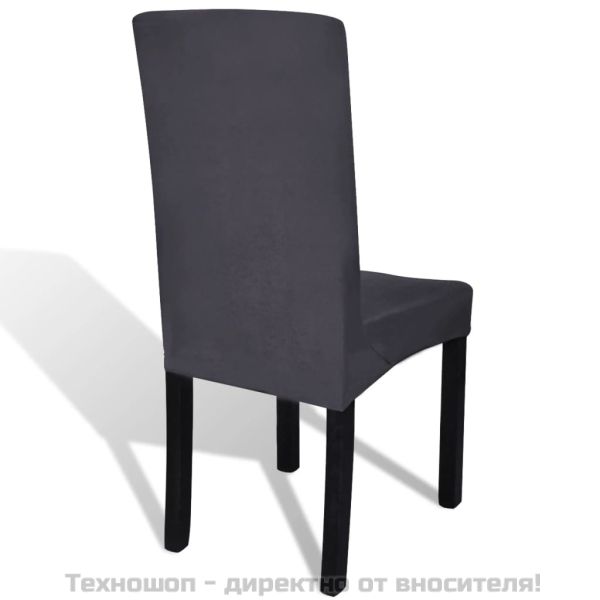 Покривни калъфи за столове, еластични, 6 бр, антрацит