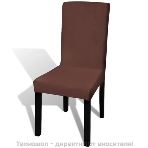 Покривни калъфи за столове, еластични, 6 бр, кафяви