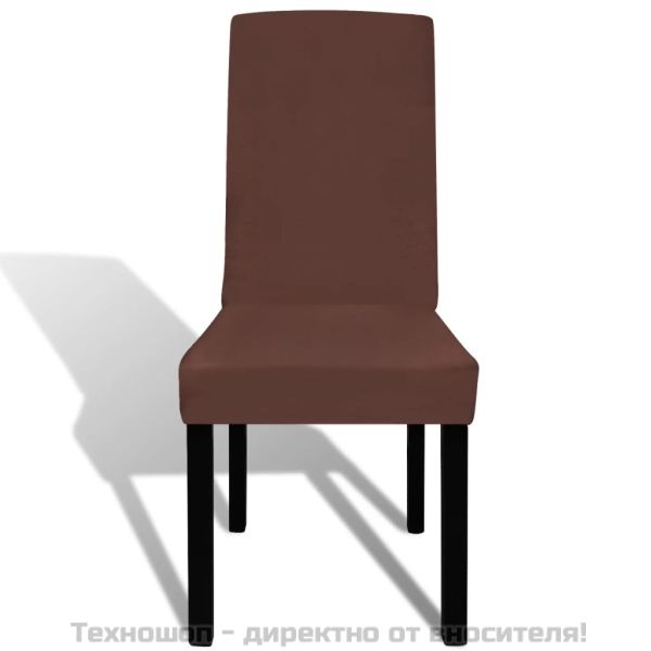 Покривни калъфи за столове, еластични, 6 бр, кафяви