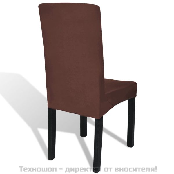 Покривни калъфи за столове, еластични, 6 бр, кафяви