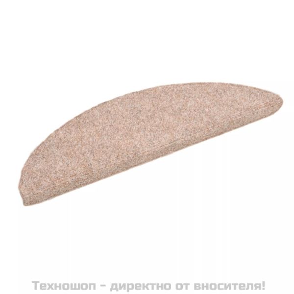 Постелки за стълби, самозалепващи се, 15 бр., 56x17x3 см, светлокафяви, полукръгли