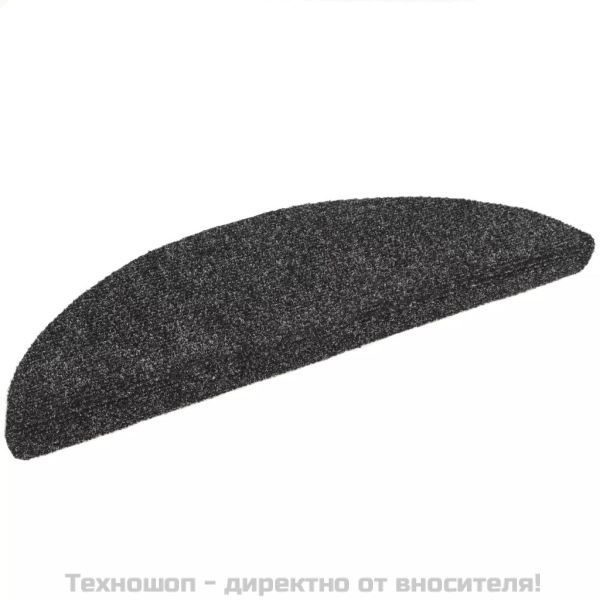Самозалепващи се постелки за стълби, 15 бр., 56x17x3 см, тъмносиви, полукръгли