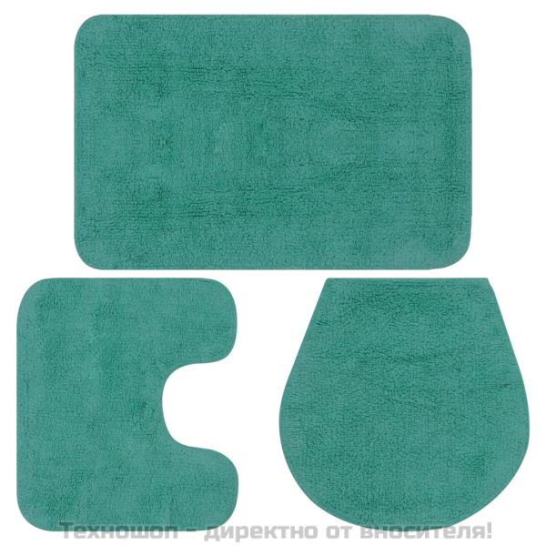 Комплект постелки за баня, 3 бр, текстил, тюркоаз