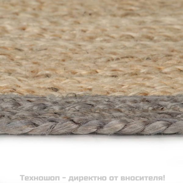 Ръчно тъкан килим от юта, сив кант, 150 см