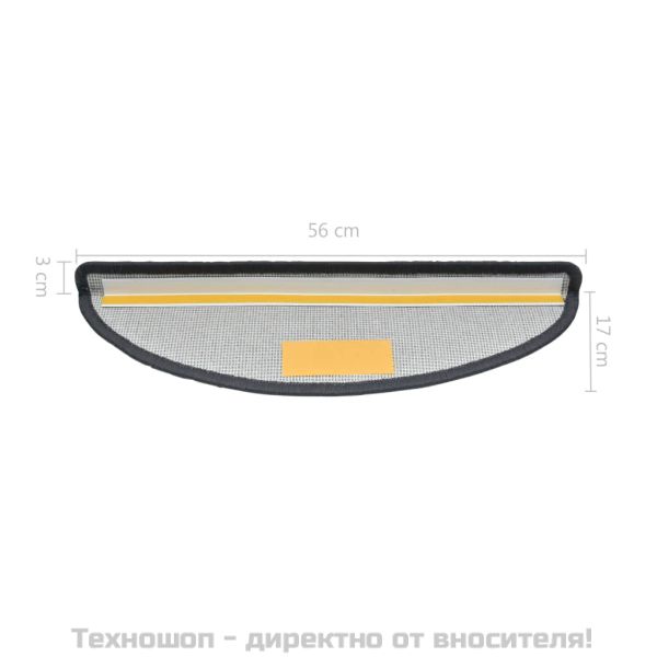 Изтривалки за стълби, 15 бр., 56x17x3 см, тъмносиви, полукръгли