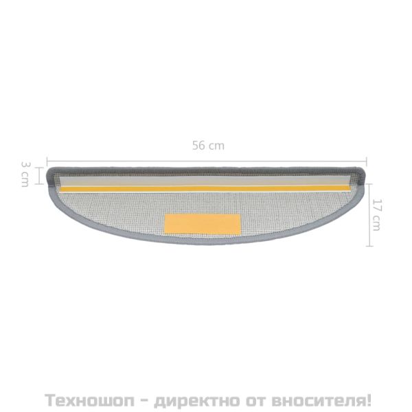 15 бр стелки за стълбища, светлосиви, 56x17x3 см