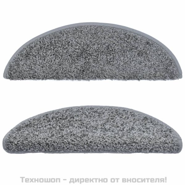 Изтривалки за стълби, 15 бр., 56x17x3 см, сиви, полукръгли