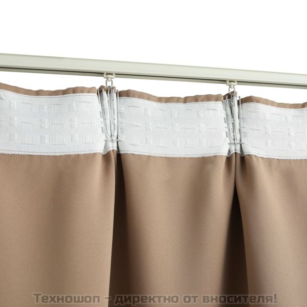 Затъмняващи завеси с куки, 2 бр, таупе, 140x225 см