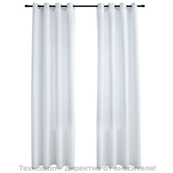 Затъмняващи завеси с метални халки, 2 бр, бели, 140x175 см