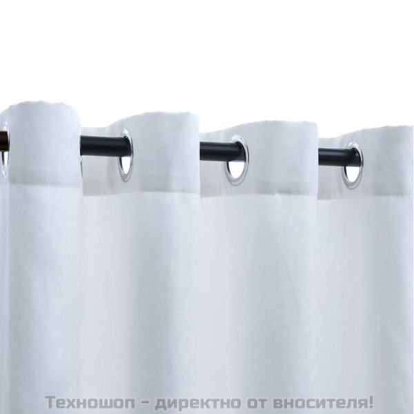 Затъмняващи завеси с метални халки, 2 бр, бели, 140x175 см