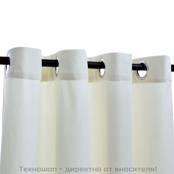 Затъмняващи завеси с халки, 2 бр, кадифе, кремави, 140x225 см