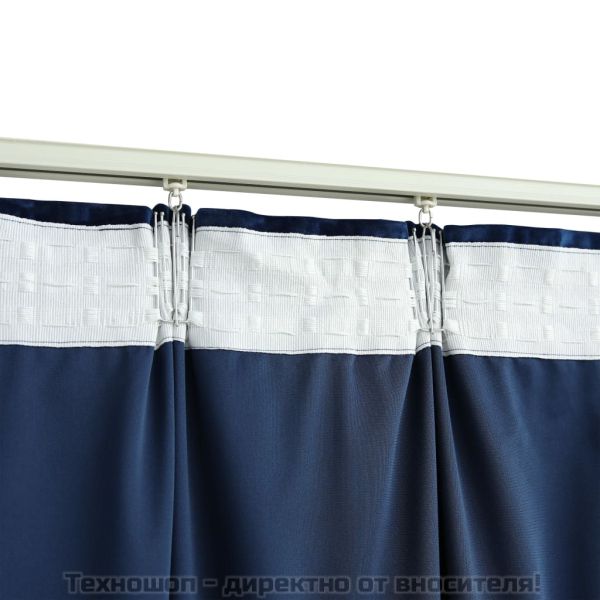 Затъмняващи завеси с куки, 2 бр, кадифе, тъмносини, 140x225 см