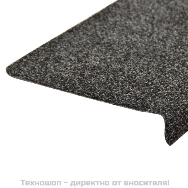 Изтривалки за стълби, самозалепващи се, 15 бр., 65x21x4 см, тъмносиви, с правоъгълен кант